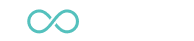 Logotipo de la empresa en blanco Goodlove con el símbolo de infinito integrado en las letras O centrales