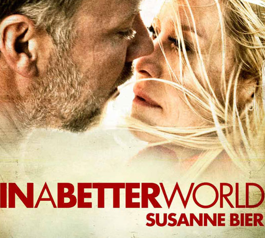 Póster de la película In a Better World (Venganza) de Susanne Bier, mostrando un primer plano de un hombre y una mujer a punto de besarse