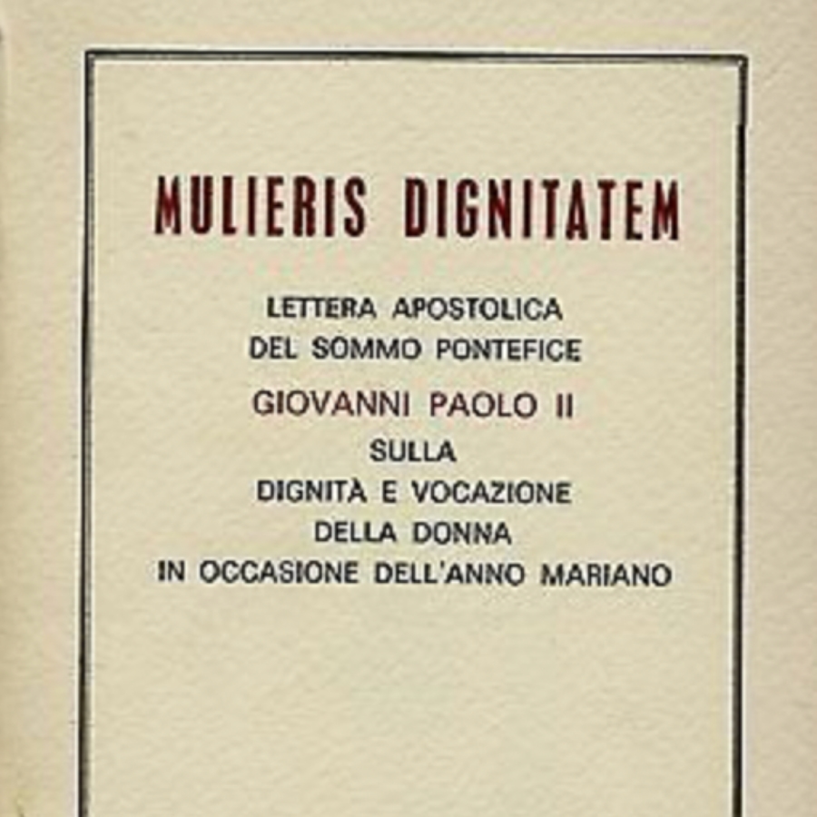 Portada del documento Mulieris Dignitatem de San Juan Pablo II sobre la dignidad y vocación de la mujer en ocasión del Año Mariano.
